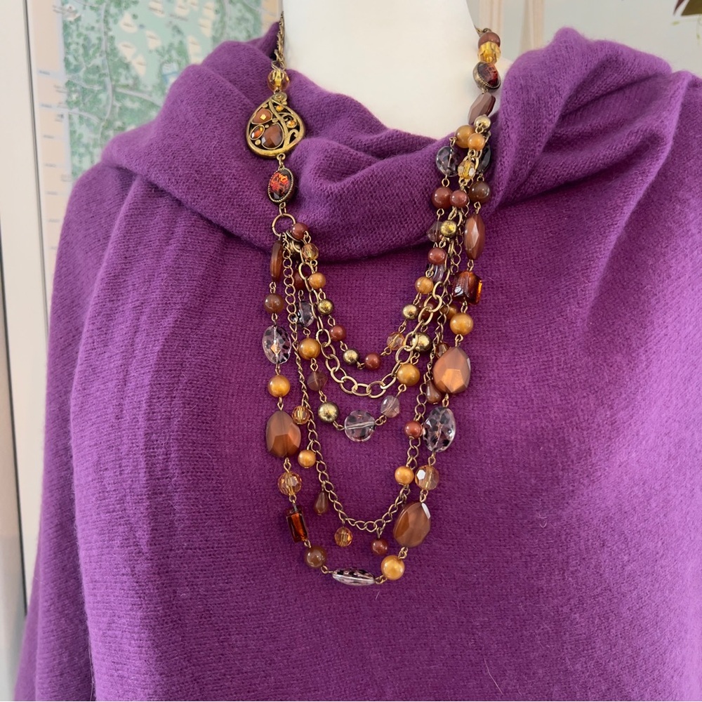 Elegant Multi-Strand Gold and Brown Necklace